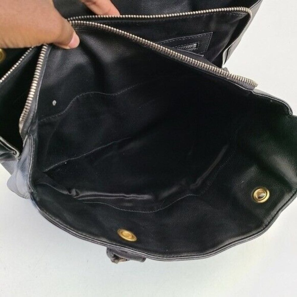 Elie Tahari Black Leather Shoulder Bag Braided Handle - Picture 6 of 11